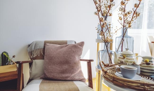 a chair with a pillow on it